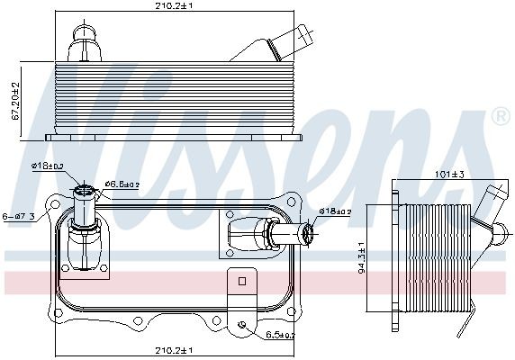 90785 Engine oil cooler 90785 NISSENS without oil filter housing, without gaskets/seals