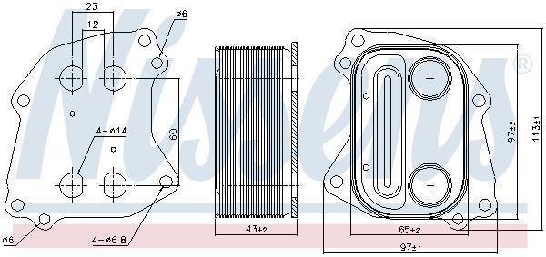 90963 Engine oil cooler 90963 NISSENS without oil filter housing, without gaskets/seals