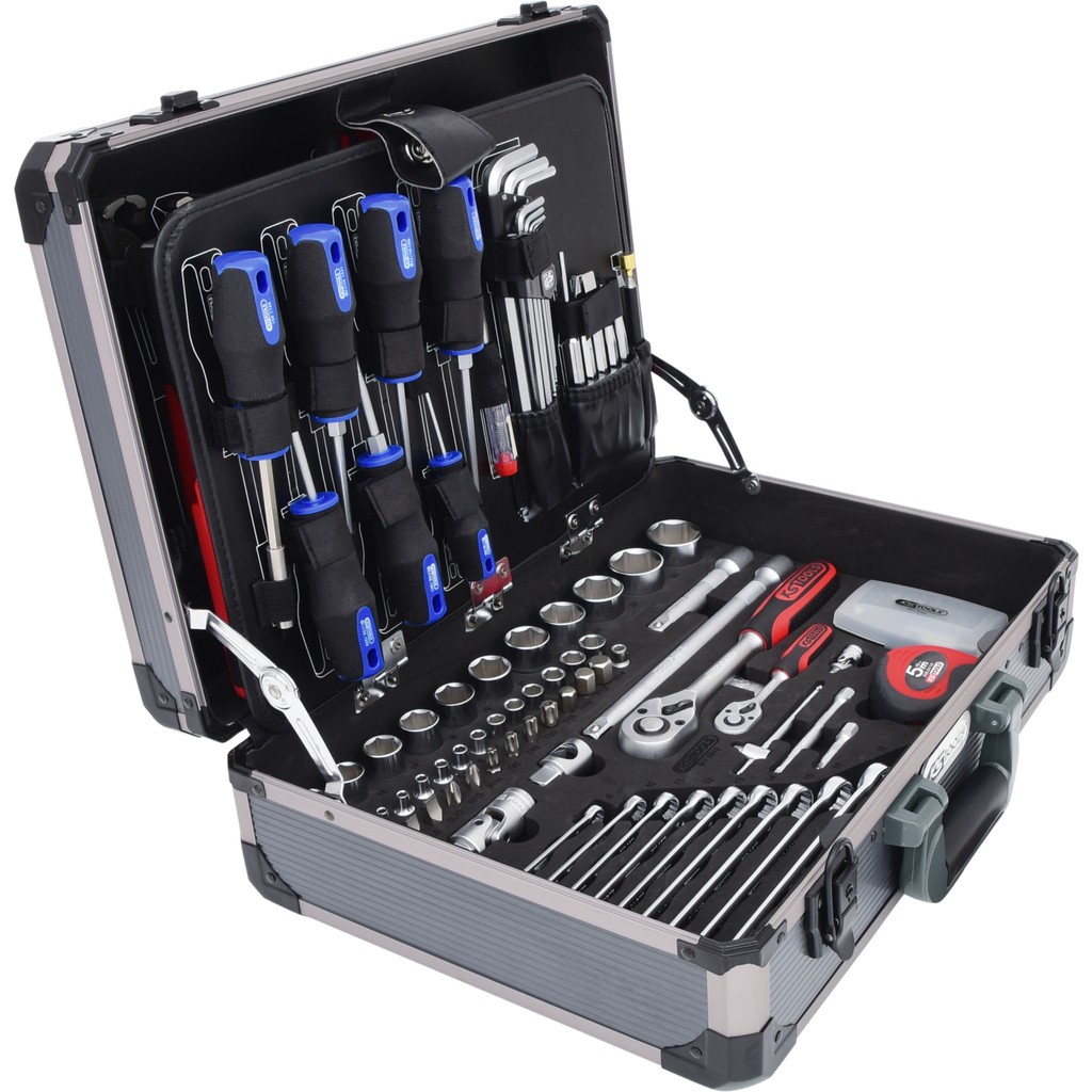 KS Tools 911.0650 1/2 Zoll Werkzeug-Satz | inklusive Umschaltknarre,  45-Zahn | matt satiniert | 50-tlg.
