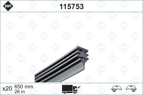 Original 115753 SWF Wiper blade rubber SMART