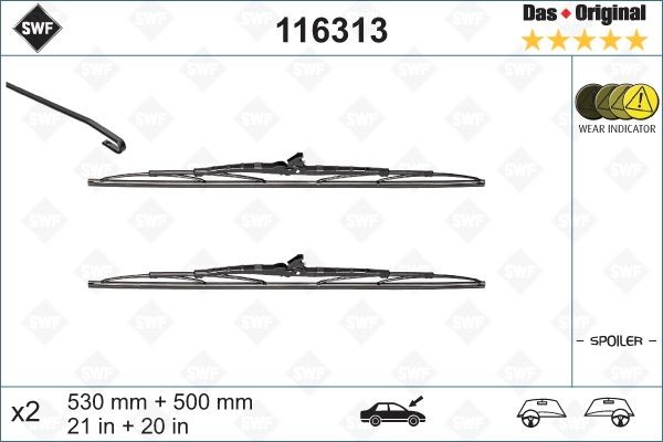 Original 116313 SWF Wiper blades SAAB