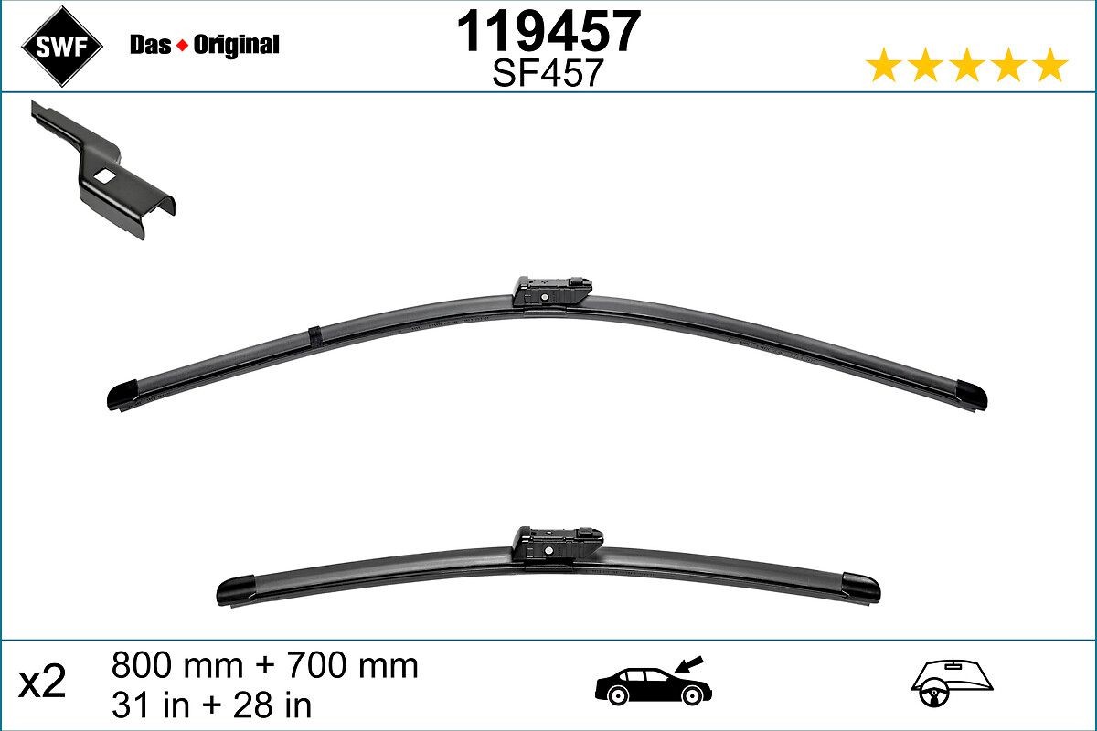 SWF VisioFlex 119457 Wiper blade 800, 700 mm Front, Beam, with spoiler, for left-hand drive vehicles
