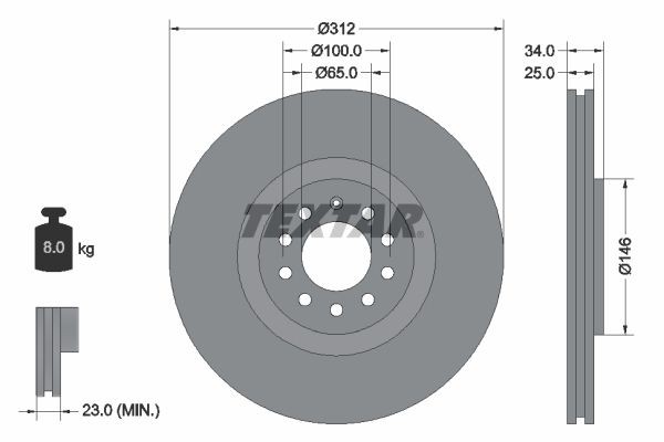 Original TEXTAR 98200 0985 0 1 PRO+ Brake disc kit 92098505 for VW BORA