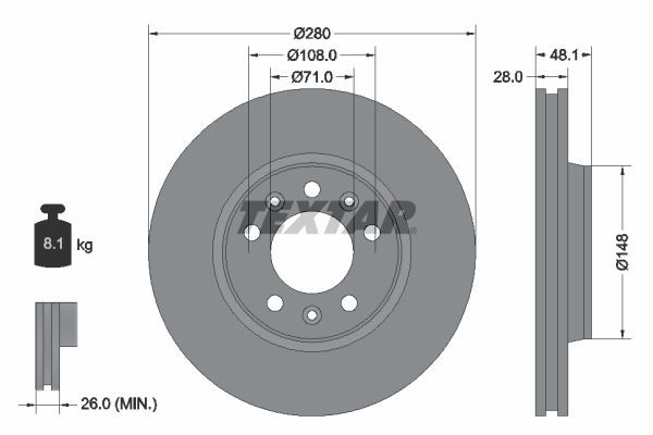 Peugeot EXPERT Disc brakes 10502936 TEXTAR 92156903 online buy