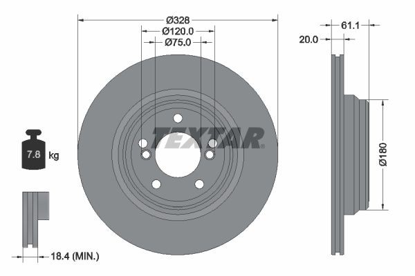 98200 2113 0 1 PRO+ TEXTAR PRO+ 328x20mm, 05/07x120, Externally Vented, Coated, High-carbon Ø: 328mm, Brake Disc Thickness: 20mm Brake rotor 92211305 buy