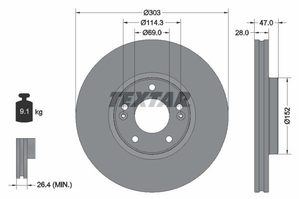 Great value for money - TEXTAR Brake disc 92273303