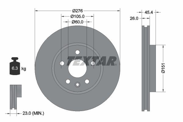 Opel SENATOR Brake disc set 10504262 TEXTAR 92277103 online buy
