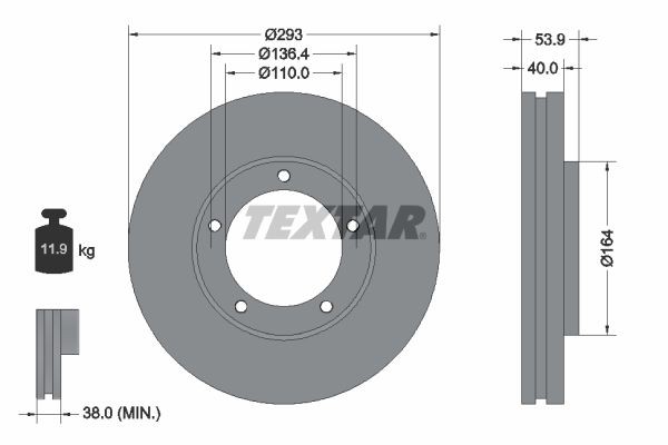 TEXTAR 92281703 Bremsscheibe für MITSUBISHI Canter (FB7, FB8, FE7, FE8) 7.Generation LKW in Original Qualität