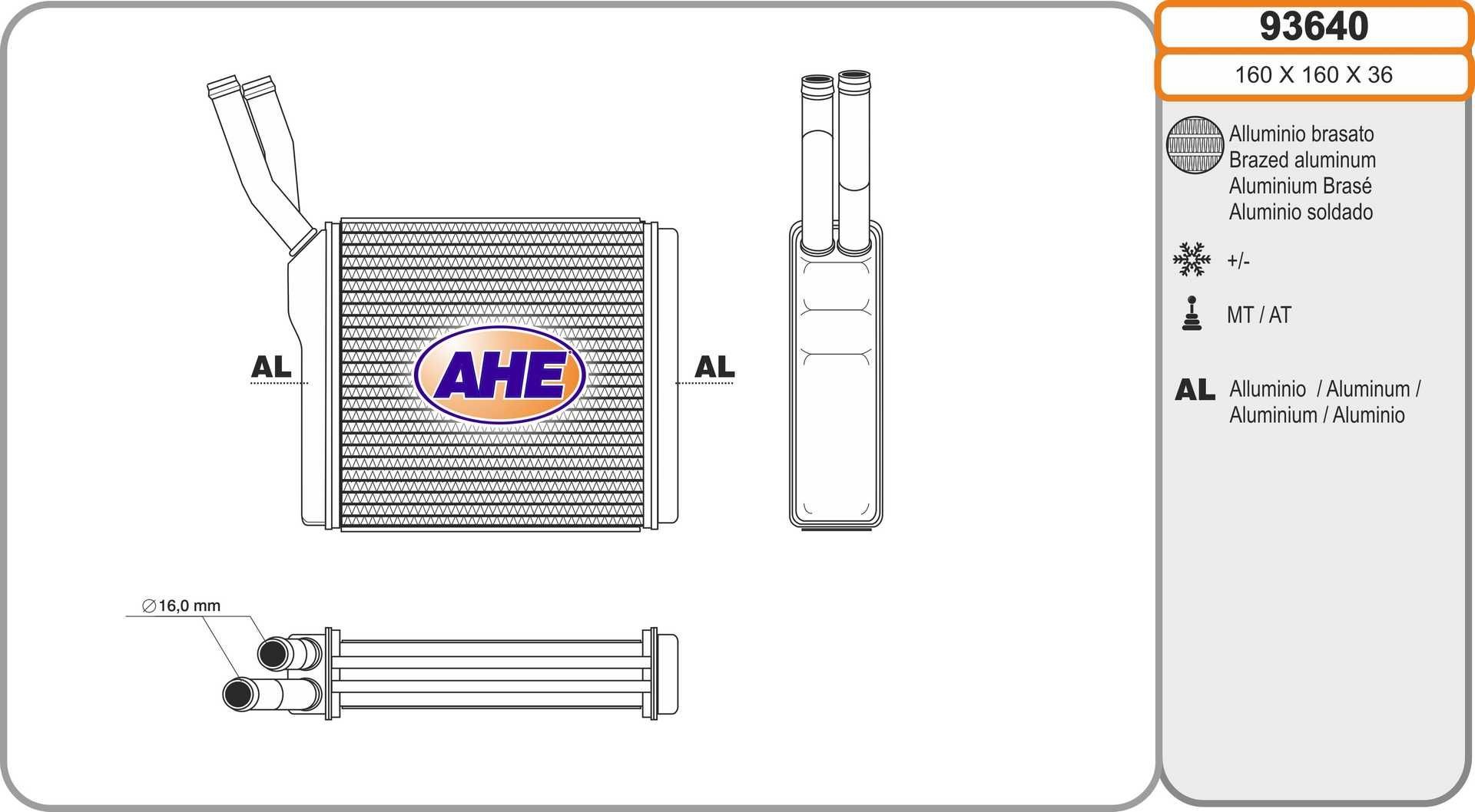 AHE 93640 Heater matrix 1806122
