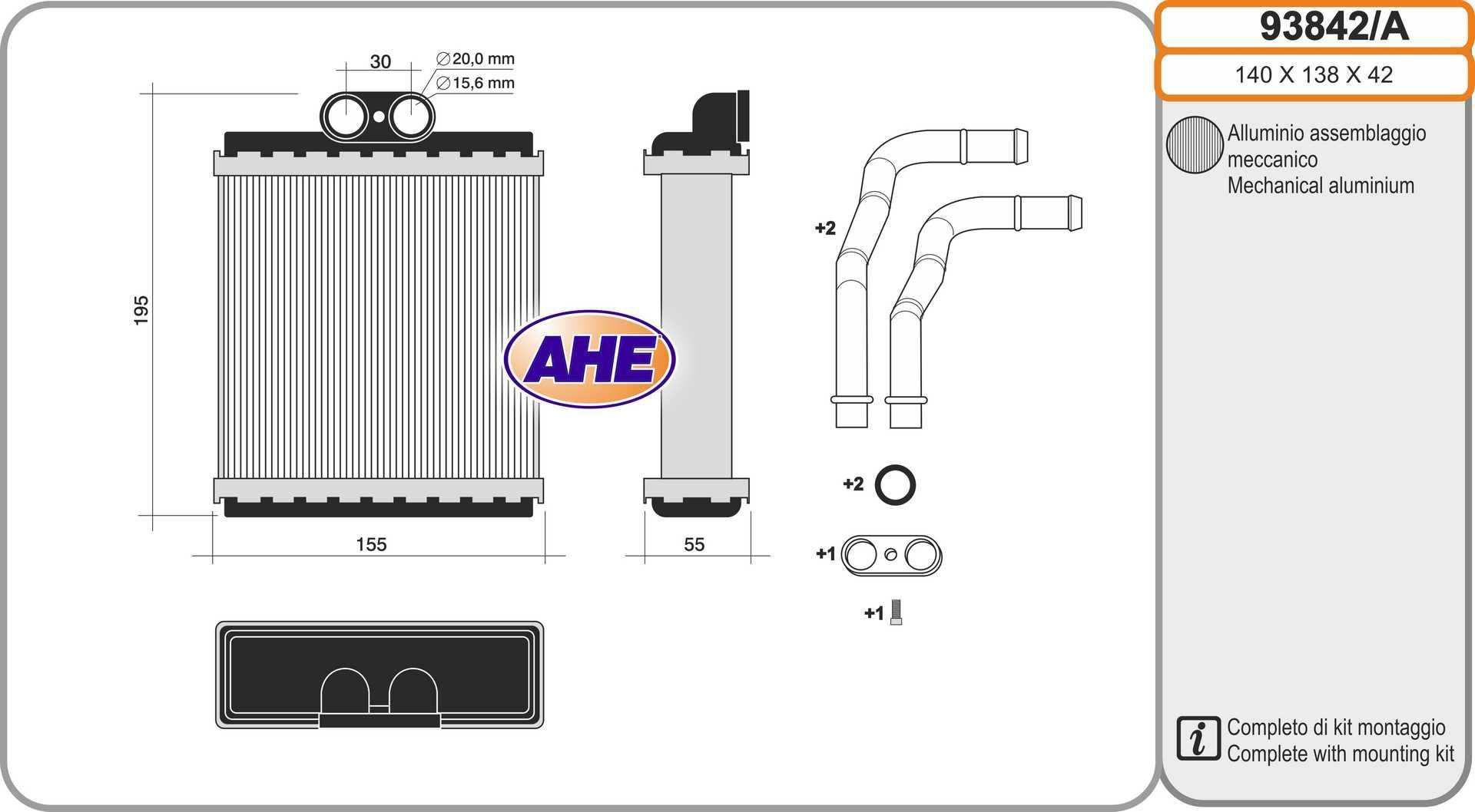 Original AHE Heat exchanger 93842/A for MERCEDES-BENZ B-Class