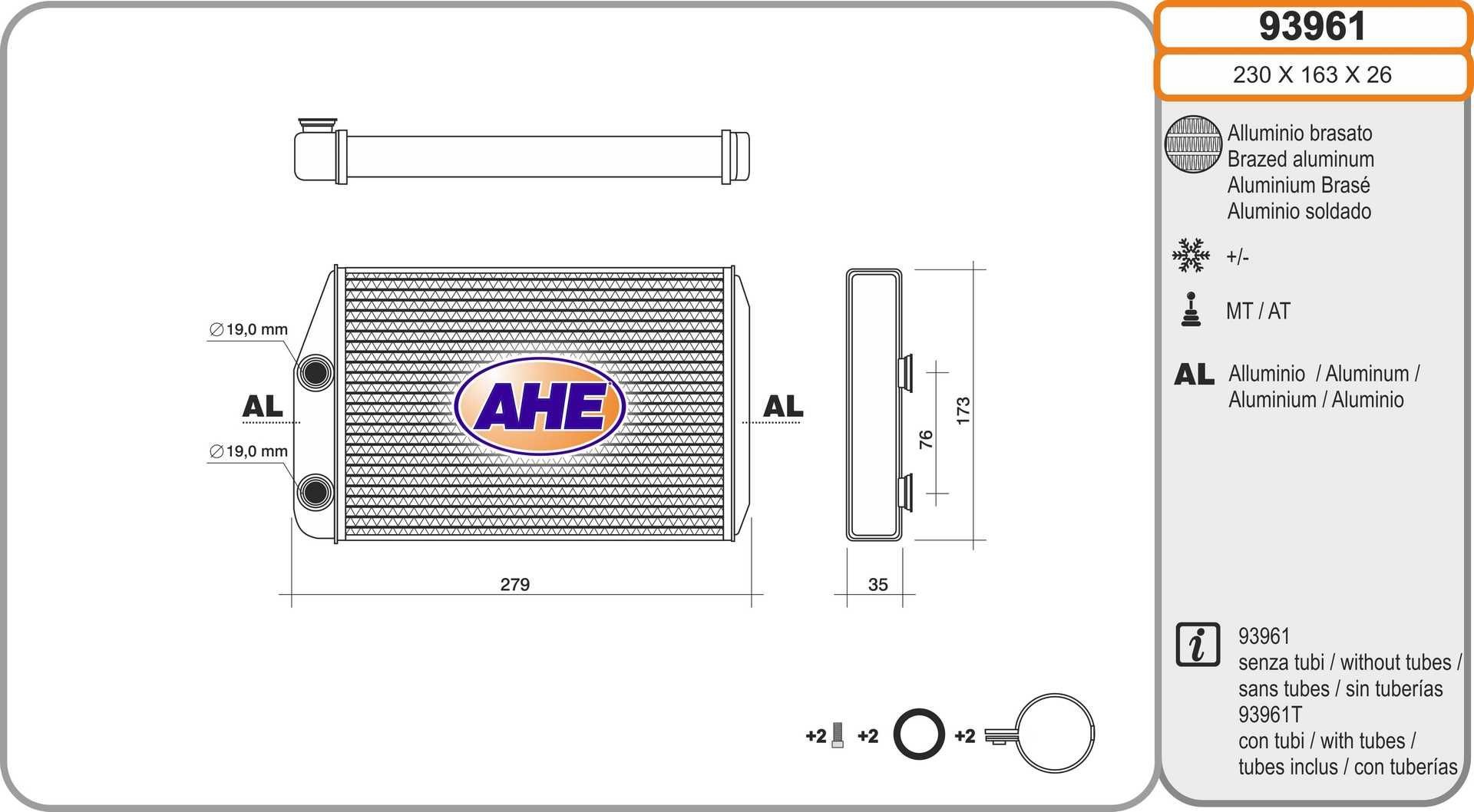 Original 93961 AHE Heat exchanger, interior heating MERCEDES-BENZ