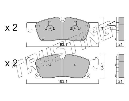 25192 TRUSTING prepared for wear indicator Thickness 1: 21,0, 21mm, Thickness 2: 21mm Brake pads 942.4 buy
