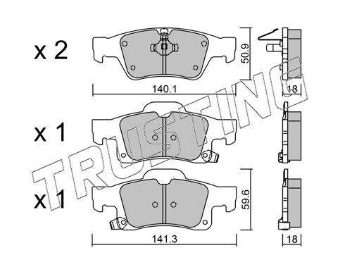 25196 TRUSTING with acoustic wear warning Height 2: 59,6mm, Thickness 1: 18,0mm, Thickness 2: 18mm Brake pads 943.0 buy
