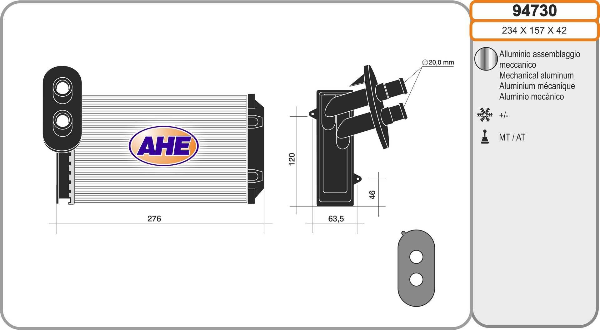 Original AHE Heat exchanger 94730 for AUDI TT