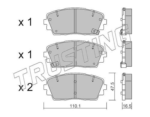 25365 TRUSTING with acoustic wear warning Thickness 1: 16,5mm Brake pads 957.0 buy