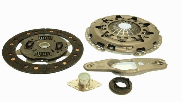 KAWE 962580 Clutch kit with clutch pressure plate, with clutch disc, with clutch release bearing, with release fork, with guide sleeve, with front muffler, 220mm