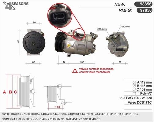 Air con compressor AHE - 97856