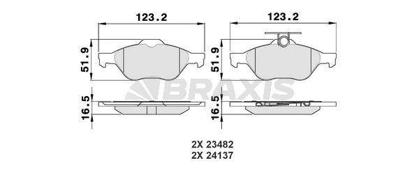 AA0022 BRAXIS exkl. Verschleißwarnkontakt Höhe 1: 51,9mm, Dicke/Stärke 1: 16,5mm Bremsbelagsatz AA0022 günstig kaufen