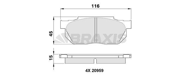 BRAXIS AA0349 Brake pad set 45022-SH3-G03