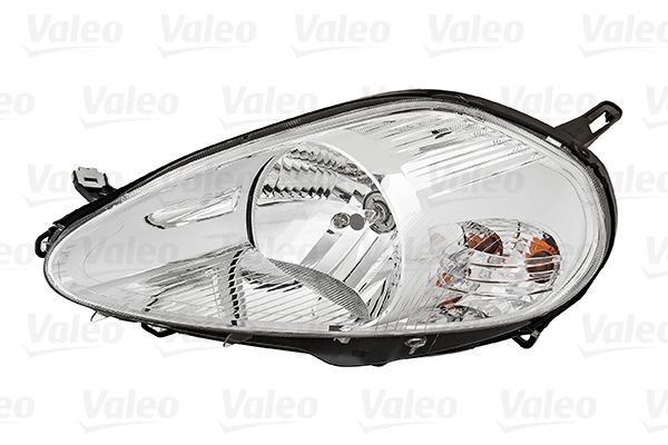 VALEO 043888 Headlight Left, H4, W5W, Halogen, transparent, with low beam, with high beam, for right-hand traffic, ORIGINAL PART, with motor for headlamp levelling