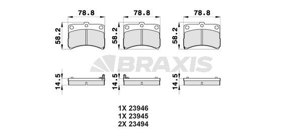 BRAXIS AB0347 Brake pad set 0449197202000