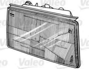 VALEO 063157 Headlight Left, H4, Halogen, with low beam, with high beam, with outline marker light, for right-hand traffic, without bulb, without motor for headlamp levelling