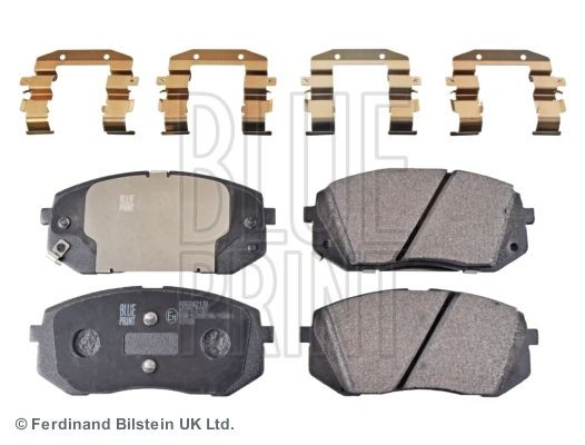 BLUE PRINT ADG042170 Brake pad set Front Axle, with acoustic wear warning, with anti-squeak plate, with fastening material, with retaining spring holder