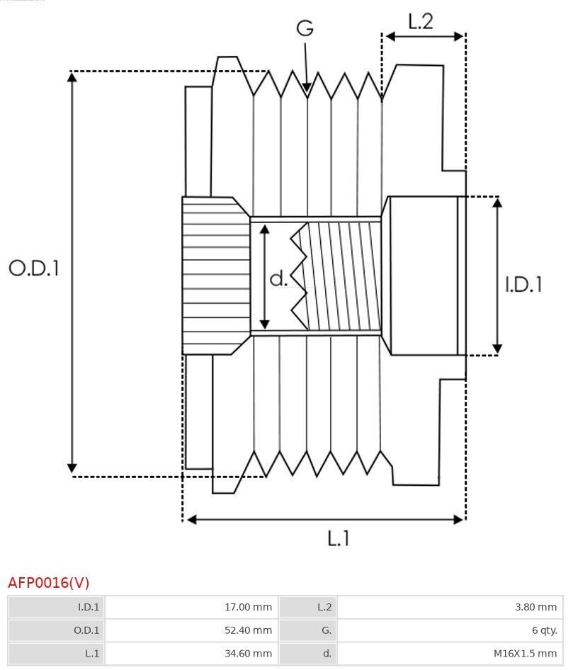 AS-PL AFP0016(V) Alternator Freewheel Clutch
