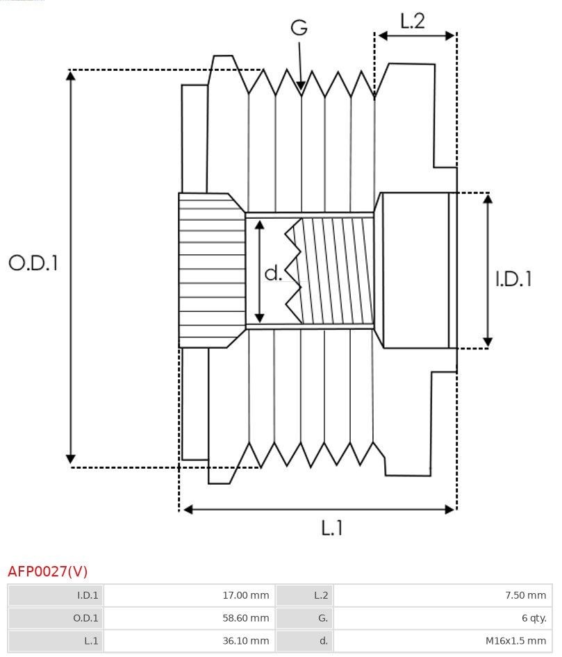 AS-PL AFP0027(V) Alternator Freewheel Clutch