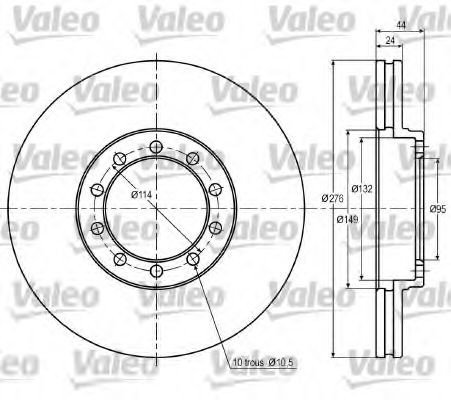 DF952 VALEO Front Axle, 276x24mm, 10, Vented Ø: 276mm, Rim: 10-Hole, Brake Disc Thickness: 24mm Brake rotor 187018 buy