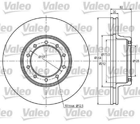 DF 950 VALEO Front Axle, 354x30mm, 10, Vented Ø: 354mm, Rim: 10-Hole, Brake Disc Thickness: 30mm Brake rotor 187020 buy