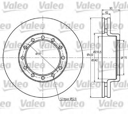 DF 934 VALEO Front Axle, 400x42mm, 12, Vented Ø: 400mm, Rim: 12-Hole, Brake Disc Thickness: 42mm Brake rotor 187023 buy