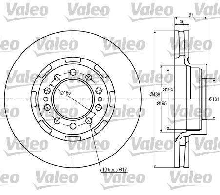 DF 994 VALEO Front Axle, 438x45mm, 10, Vented Ø: 438mm, Rim: 10-Hole, Brake Disc Thickness: 45mm Brake rotor 187024 buy