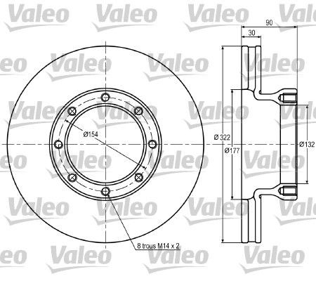 VALEO Front Axle, 322x30mm, 8, Vented Ø: 322mm, Rim: 8-Hole, Brake Disc Thickness: 30mm Brake rotor 187027 buy