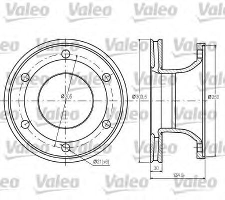 DF 998 VALEO Front Axle, 304x30mm, 6, Vented Ø: 304mm, Rim: 6-Hole, Brake Disc Thickness: 30mm Brake rotor 187044 buy