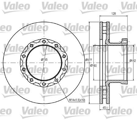VALEO Front Axle, 377x45mm, 10, Vented Ø: 377mm, Rim: 10-Hole, Brake Disc Thickness: 45mm Brake rotor 187049 buy