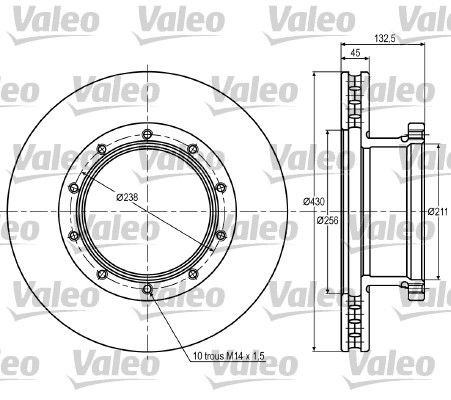 DF 997 VALEO Front Axle, 430x45mm, 10, Vented Ø: 430mm, Rim: 10-Hole, Brake Disc Thickness: 45mm Brake rotor 187051 buy