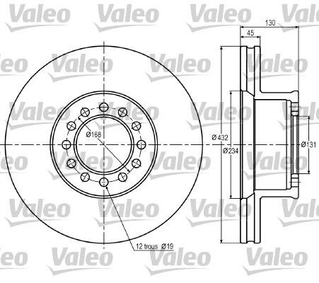 VALEO 187052 Brake disc Front Axle, 432x45mm, 12, Vented