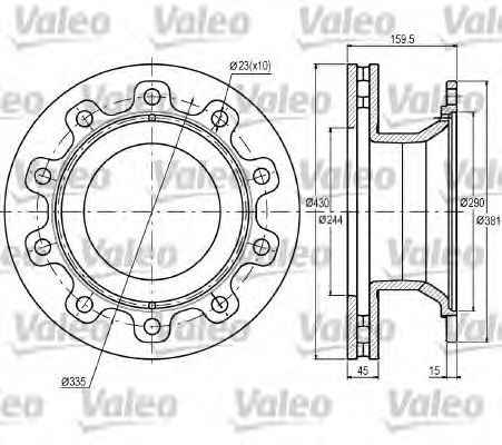 VALEO Front Axle, 430x45mm, 10, Vented Ø: 430mm, Rim: 10-Hole, Brake Disc Thickness: 45mm Brake rotor 187057 buy