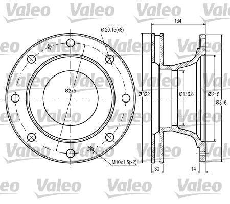 VALEO 187060 Bremsscheibe für IVECO EuroCargo I-III LKW in Original Qualität