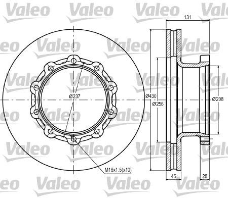 DF 936 VALEO Front Axle, 430x45mm, 10, Vented Ø: 430mm, Rim: 10-Hole, Brake Disc Thickness: 45mm Brake rotor 187070 buy