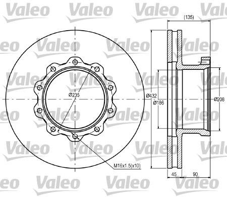 VALEO Front Axle, 432x45mm, 10, Vented Ø: 432mm, Rim: 10-Hole, Brake Disc Thickness: 45mm Brake rotor 187076 buy
