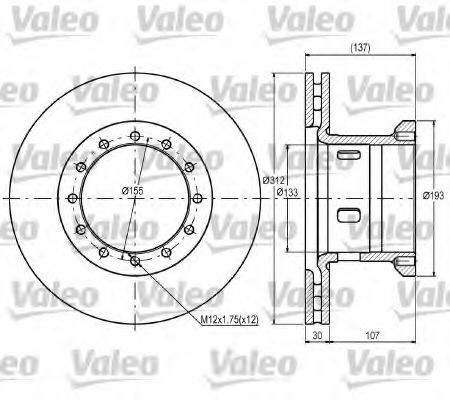 VALEO 187079 Brake disc AMP B887
