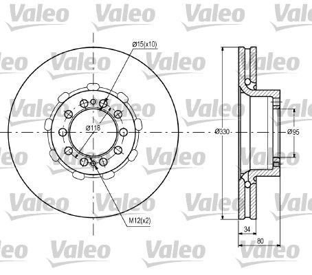 VALEO Front Axle, 330x34mm, 10, Vented Ø: 330mm, Rim: 10-Hole, Brake Disc Thickness: 34mm Brake rotor 187090 buy