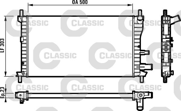 TA089A VALEO ContiClassic 231734 Engine radiator 1 098 808