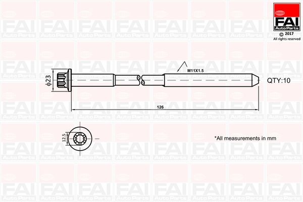 FAI AutoParts B1139 Bolt Kit, cylinder head Male Torx, Quantity: 10