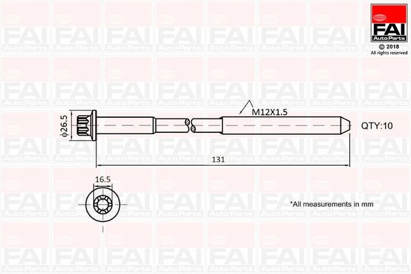 FAI AutoParts Bolt Kit, cylinder head B896 Nissan X-TRAIL 2021