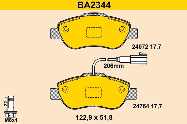 BA2344 Barum Brake pad set BMW incl. wear warning contact, with brake caliper screws