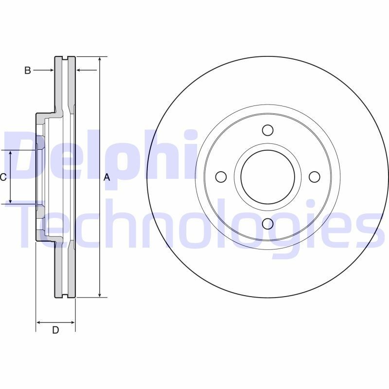 DELPHI BG4569C Brake discs FORD TRANSIT COURIER 2014 price
