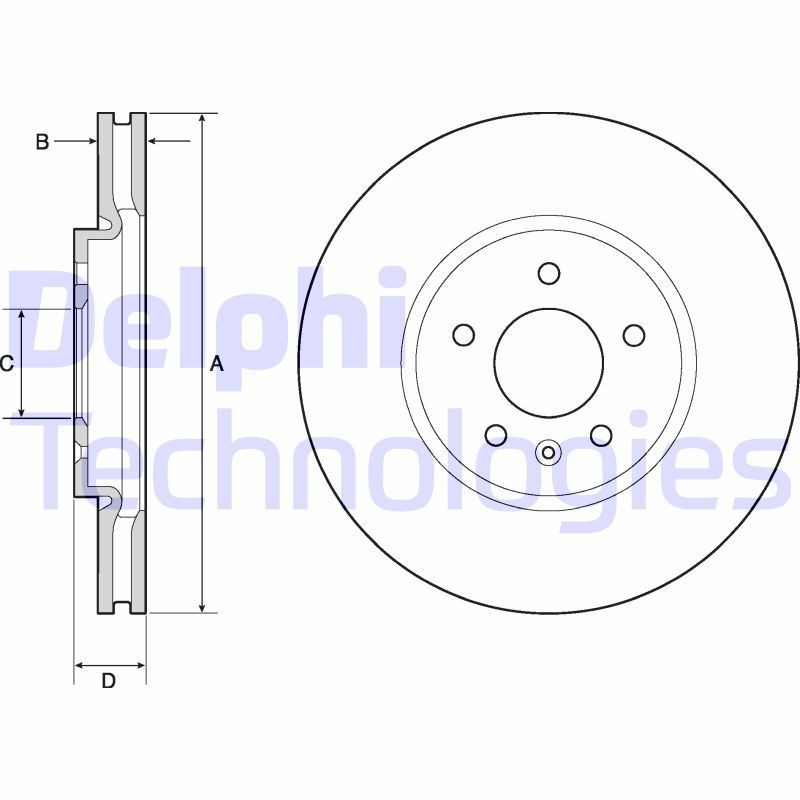 DELPHI BG4672C Brake disc 321x30mm, 5, Vented, Coated, Untreated